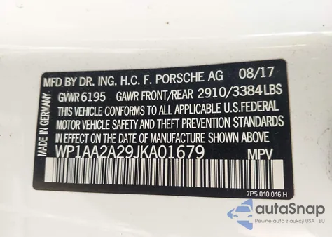 2018 Porsche Cayenne Platinum Edition из США, поврежденный, VIN WP1AA2A29JKA01679